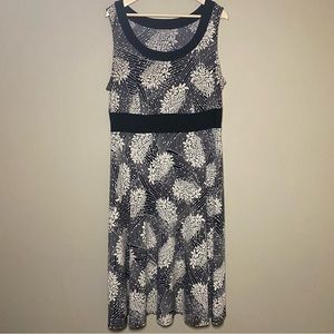 Dressbarn Dress Sz 18 Brown Tan Black Leaf Print Sleeveless Unlined Lightweight